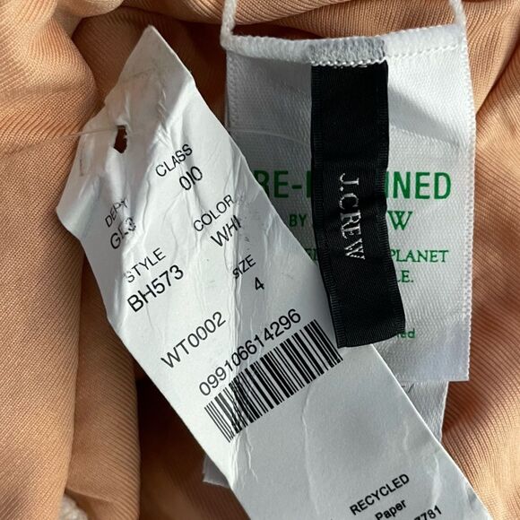 J Crew Scrunchie Classic Scoopneck One Piece Swimsuit size 4 NEW White - Picture 10 of 12